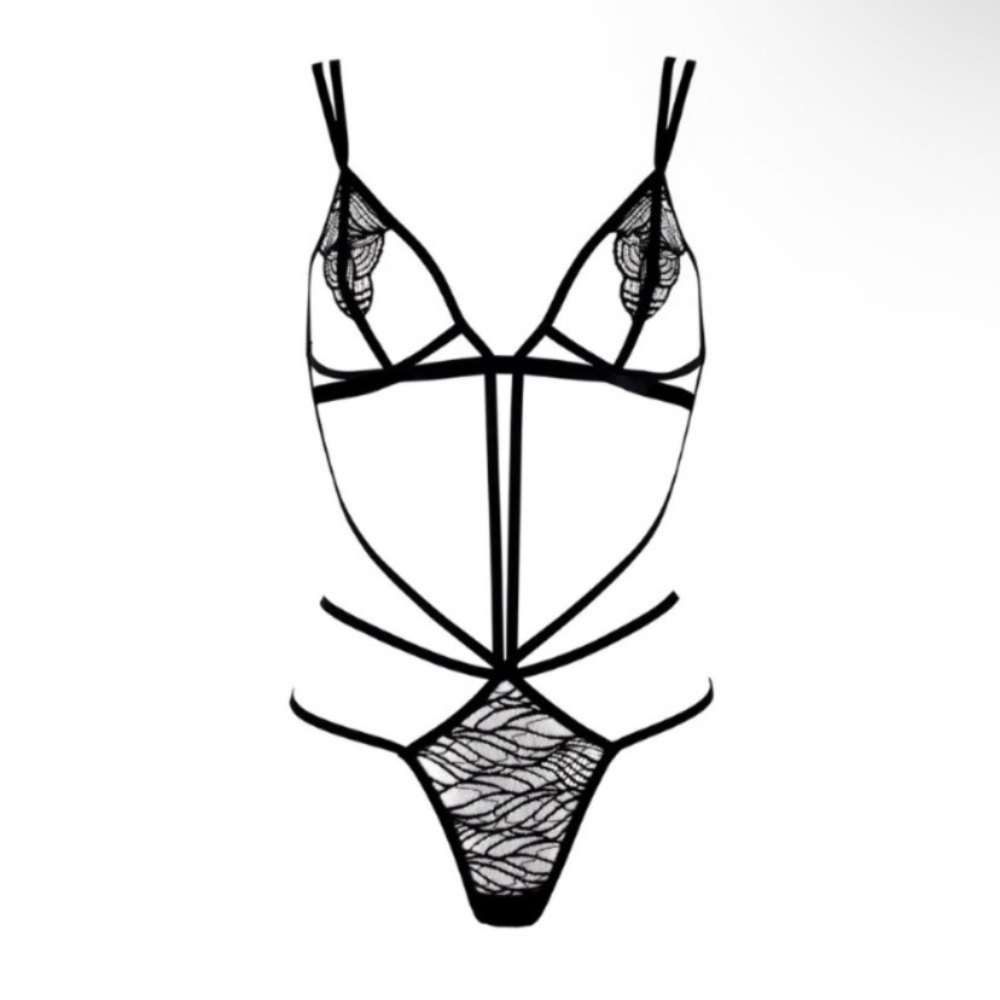 New! Bluebella Emerson Black Strappy Lace Bodysuit 1900